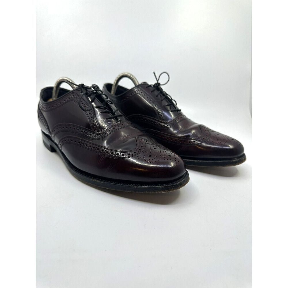 Florsheim Wingtip Oxford Mens 10 D Burgundy‎ Good Leather Brogue Made in USA - Picture 6 of 11